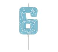 DERVENTA Birthday Candle Big Number 3D Macaron Blue 3.7 inch Party Celebration Anniversary Decoration Cake Topper 1 Piece (Number 6 Macaron Blue)