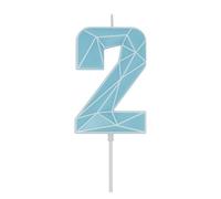 DERVENTA Birthday Candle Big Number 3D Macaron Blue 3.7 inch Party Celebration Anniversary Decoration Cake Topper 1 Piece (Number 2 Macaron Blue)