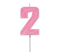 DERVENTA Birthday Candle Big Number 3D Macaron Pink 3.7 inch Party Celebration Anniversary Decoration Cake Topper 1 Piece (Number 2 Macaron Pink)