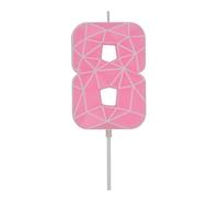 DERVENTA Birthday Candle Big Number 3D Macaron Pink 3.7 inch Party Celebration Anniversary Decoration Cake Topper 1 Piece (Number 8 Macaron Pink)
