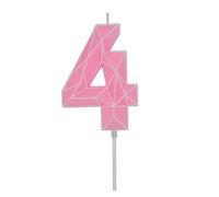 DERVENTA Birthday Candle Big Number 3D Macaron Pink 3.7 inch Party Celebration Anniversary Decoration Cake Topper 1 Piece (Number 4 Macaron Pink)