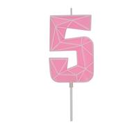 DERVENTA Birthday Candle Big Number 3D Macaron Pink 3.7 inch Party Celebration Anniversary Decoration Cake Topper 1 Piece (Number 5 Macaron Pink)