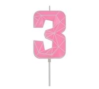 DERVENTA Birthday Candle Big Number 3D Macaron Pink 3.7 inch Party Celebration Anniversary Decoration Cake Topper 1 Piece (Number 3 Macaron Pink)