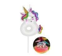 DERVENTA Birthday Candle Number White Unicorn Themed Party Decorations Beautiful Cake Topper 1 Piece (Unicorn Number 8)