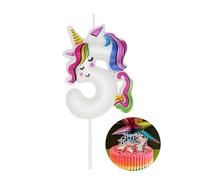 DERVENTA Birthday Candle Number White Unicorn Themed Party Decorations Beautiful Cake Topper 1 Piece (Unicorn Number 5)