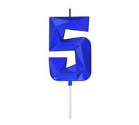 DERVENTA Large Birthday Candle Number 3D Blue 3.7 inch Party Celebration Anniversary Decoration Cake Topper 1 Piece (Number 5 Blue)