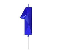 DERVENTA Large Birthday Candle Number 3D Blue 3.7 inch Party Celebration Anniversary Decoration Cake Topper 1 Piece (Number 1 Blue)
