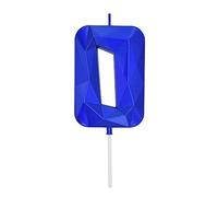 DERVENTA Large Birthday Candle Number 3D Blue 3.7 inch Party Celebration Anniversary Decoration Cake Topper 1 Piece (Number 0 Blue)