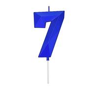 DERVENTA Large Birthday Candle Number 3D Blue 3.7 inch Party Celebration Anniversary Decoration Cake Topper 1 Piece (Number 7 Blue)