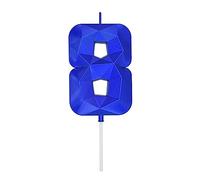 DERVENTA Large Birthday Candle Number 3D Blue 3.7 inch Party Celebration Anniversary Decoration Cake Topper 1 Piece (Number 8 Blue)