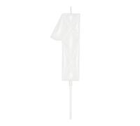 DERVENTA Large Birthday Candle Number 3D Bubble Style 3.7 inch Party Celebration Anniversary Decoration Cake Topper 1 Piece (White, Number 1)