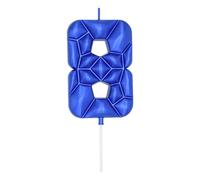 DERVENTA Large Birthday Candle Number 3D Bubble Style 3.7 inch Party Celebration Anniversary Decoration Cake Topper 1 Piece (Blue, Number 8)