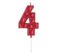 DERVENTA Large Birthday Candle Number 3D Bubble Style 3.7 inch Party Celebration Anniversary Decoration Cake Topper 1 Piece (Red, Number 4)