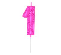 DERVENTA Large Birthday Candle Number 3D Bubble Style 3.7 inch Party Celebration Anniversary Decoration Cake Topper 1 Piece (Pink, Number 1)