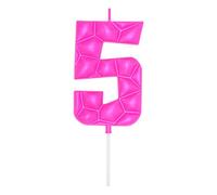 DERVENTA Large Birthday Candle Number 3D Bubble Style 3.7 inch Party Celebration Anniversary Decoration Cake Topper 1 Piece (Pink, Number 5)