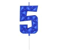 DERVENTA Large Birthday Candle Number 3D Bubble Style 3.7 inch Party Celebration Anniversary Decoration Cake Topper 1 Piece (Blue, Number 5)