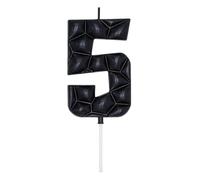 DERVENTA Large Birthday Candle Number 3D Bubble Style 3.7 inch Party Celebration Anniversary Decoration Cake Topper 1 Piece (Black, Number 5)