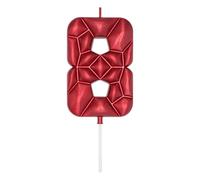 DERVENTA Large Birthday Candle Number 3D Bubble Style 3.7 inch Party Celebration Anniversary Decoration Cake Topper 1 Piece (Red, Number 8)