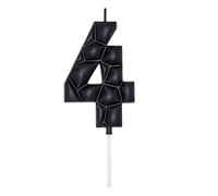 DERVENTA Large Birthday Candle Number 3D Bubble Style 3.7 inch Party Celebration Anniversary Decoration Cake Topper 1 Piece (Black, Number 4)