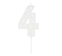 DERVENTA Large Birthday Candle Number 3D Bubble Style 3.7 inch Party Celebration Anniversary Decoration Cake Topper 1 Piece (White, Number 4)