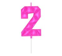 DERVENTA Large Birthday Candle Number 3D Bubble Style 3.7 inch Party Celebration Anniversary Decoration Cake Topper 1 Piece (Pink, Number 2)