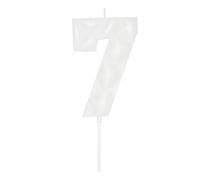 DERVENTA Large Birthday Candle Number 3D Bubble Style 3.7 inch Party Celebration Anniversary Decoration Cake Topper 1 Piece (White, Number 7)