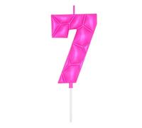 DERVENTA Large Birthday Candle Number 3D Bubble Style 3.7 inch Party Celebration Anniversary Decoration Cake Topper 1 Piece (Pink, Number 7)