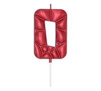 DERVENTA Large Birthday Candle Number 3D Bubble Style 3.7 inch Party Celebration Anniversary Decoration Cake Topper 1 Piece (Red, Number 0)