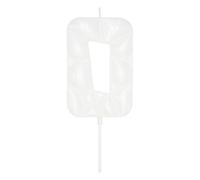 DERVENTA Large Birthday Candle Number 3D Bubble Style 3.7 inch Party Celebration Anniversary Decoration Cake Topper 1 Piece (White, Number 0)
