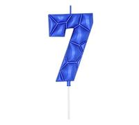 DERVENTA Large Birthday Candle Number 3D Bubble Style 3.7 inch Party Celebration Anniversary Decoration Cake Topper 1 Piece (Blue, Number 7)