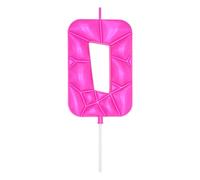 DERVENTA Large Birthday Candle Number 3D Bubble Style 3.7 inch Party Celebration Anniversary Decoration Cake Topper 1 Piece (Pink, Number 0)