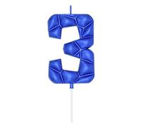 DERVENTA Large Birthday Candle Number 3D Bubble Style 3.7 inch Party Celebration Anniversary Decoration Cake Topper 1 Piece (Blue, Number 3)