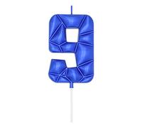 DERVENTA Large Birthday Candle Number 3D Bubble Style 3.7 inch Party Celebration Anniversary Decoration Cake Topper 1 Piece (Blue, Number 9)