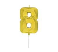 DERVENTA Large Birthday Candle Number 3D Gold 3.7 inch Party Celebration Anniversary Decoration Cake Topper 1 Piece (Number 8 Gold)