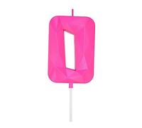 DERVENTA Large Birthday Candle Number 3D Pink 3.7 inch Party Celebration Anniversary Decoration Cake Topper 1 Piece (Number 0 Pink)