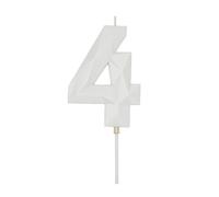 DERVENTA Large Birthday Candle Number 3D White 3.7 inch Party Celebration Anniversary Decoration Cake Topper 1 Piece (Number 4 White)