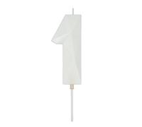 DERVENTA Large Birthday Candle Number 3D White 3.7 inch Party Celebration Anniversary Decoration Cake Topper 1 Piece (Number 1 White)