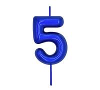 DERVENTA Number Candle Blue 2.36 inch Party Celebration Anniversary Decoration Perfect Birthday Brunch Dessert Cake Topper 1 Piece (Number 5 Blue)