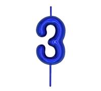 DERVENTA Number Candle Blue 2.36 inch Party Celebration Anniversary Decoration Perfect Birthday Brunch Dessert Cake Topper 1 Piece (Number 3 Blue)