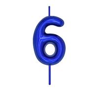 DERVENTA Number Candle Blue 2.36 inch Party Celebration Anniversary Decoration Perfect Birthday Brunch Dessert Cake Topper 1 Piece (Number 6 Blue)