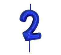DERVENTA Number Candle Blue 2.36 inch Party Celebration Anniversary Decoration Perfect Birthday Brunch Dessert Cake Topper 1 Piece (Number 2 Blue)