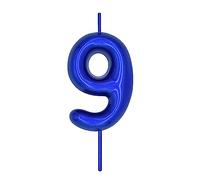 DERVENTA Number Candle Blue 2.36 inch Party Celebration Anniversary Decoration Perfect Birthday Brunch Dessert Cake Topper 1 Piece (Number 9 Blue)