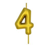 DERVENTA Number Candle Gold 2.36 inch Party Celebration Anniversary Decoration Perfect Birthday Brunch Dessert Cake Topper 1 Piece (Number 4 Gold)