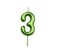 DERVENTA Number Candle Green 2.36 inch Party Celebration Anniversary Decoration Perfect Birthday Brunch Dessert Cake Topper 1 Piece (Number 3 Green)