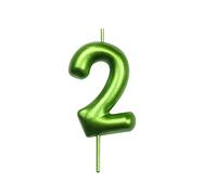 DERVENTA Number Candle Green 2.36 inch Party Celebration Anniversary Decoration Perfect Birthday Brunch Dessert Cake Topper 1 Piece (Number 2 Green)