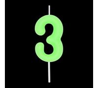 DERVENTA Number Candle Luminous Green 2.36 inch Party Celebration Anniversary Decoration Perfect Birthday Brunch Dessert Cake Topper 1 Piece (Number 3 Luminous Green)