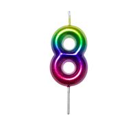 DERVENTA Number Candle Multicolored 2.36 inch Party Celebration Anniversary Decoration Perfect Birthday Brunch Dessert Cake Topper 1 Piece (Number 8)
