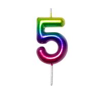 DERVENTA Number Candle Multicolored 2.36 inch Party Celebration Anniversary Decoration Perfect Birthday Brunch Dessert Cake Topper 1 Piece (Number 5)