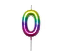 DERVENTA Number Candle Multicolored 2.36 inch Party Celebration Anniversary Decoration Perfect Birthday Brunch Dessert Cake Topper 1 Piece (Number 0)