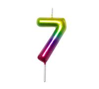 DERVENTA Number Candle Multicolored 2.36 inch Party Celebration Anniversary Decoration Perfect Birthday Brunch Dessert Cake Topper 1 Piece (Number 7)